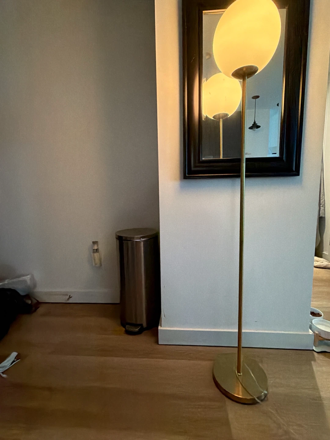 Brass Floor Lamp with Oval Shade