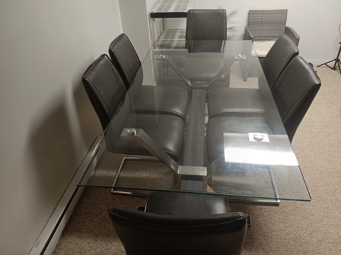 Glass Dining Table with 6 Chairs