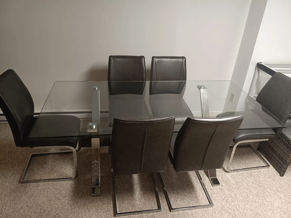 Glass Dining Table with 6 Chairs - photo 2