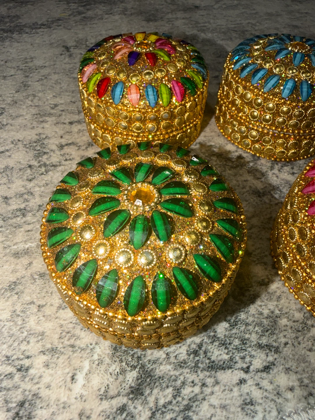 Set of 4 Decorative Gold Trinket Boxes - photo 2