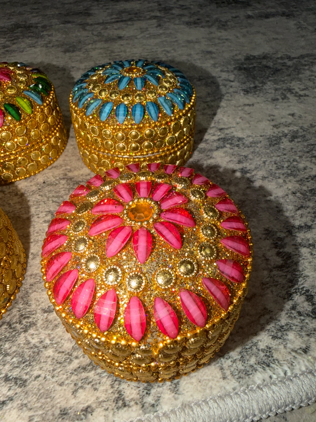 Set of 4 Decorative Gold Trinket Boxes - photo 3