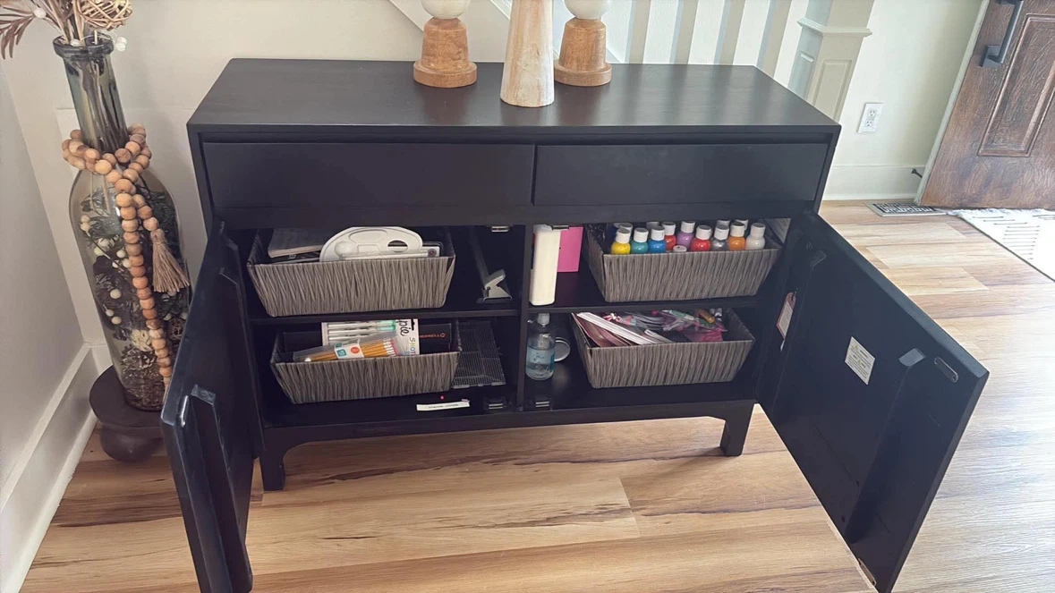 Black Accent Cabinet with Storage - photo 4