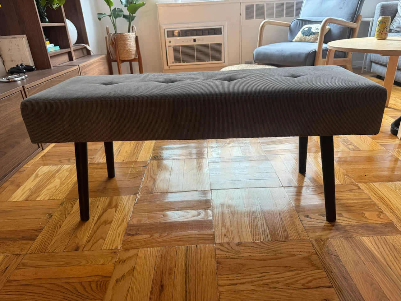 Gray Tufted Ottoman Bench
