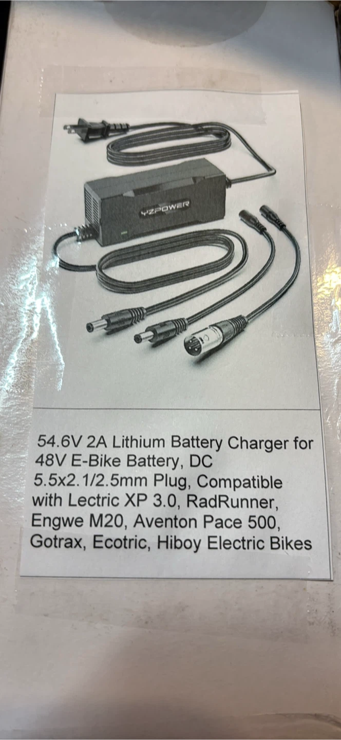 YZPOWER 54.6V 2A Lithium Battery Charger for 48V E-Bikes