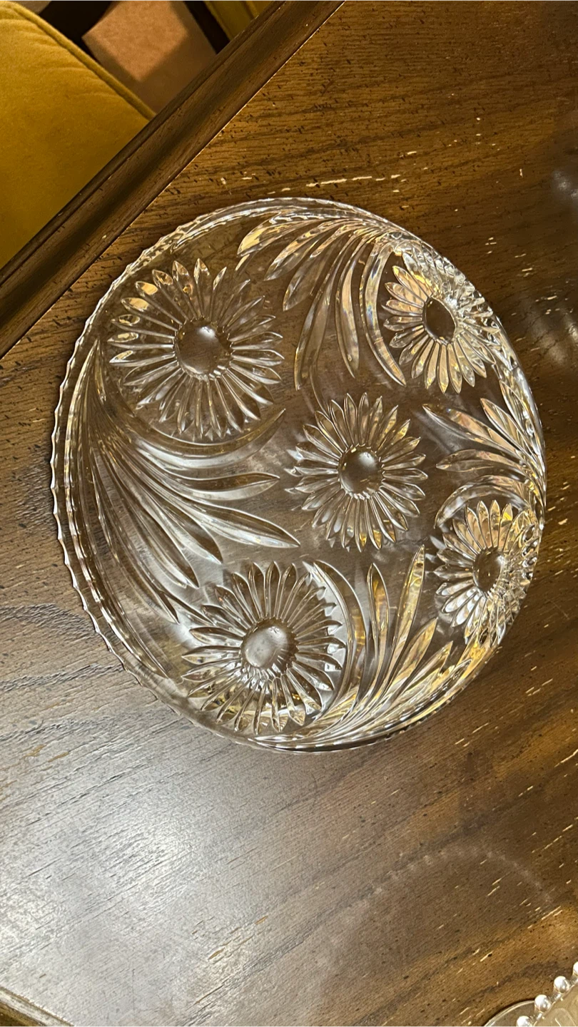 Antique Heavy Crystal Serving Platter - photo 2