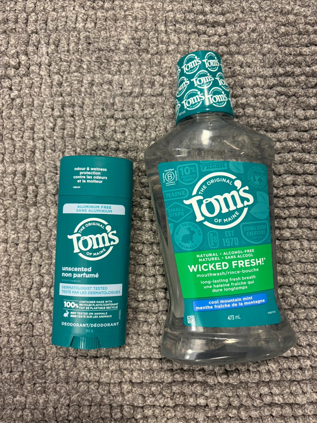 FREE Toms of Maine mouthwash and deoderant