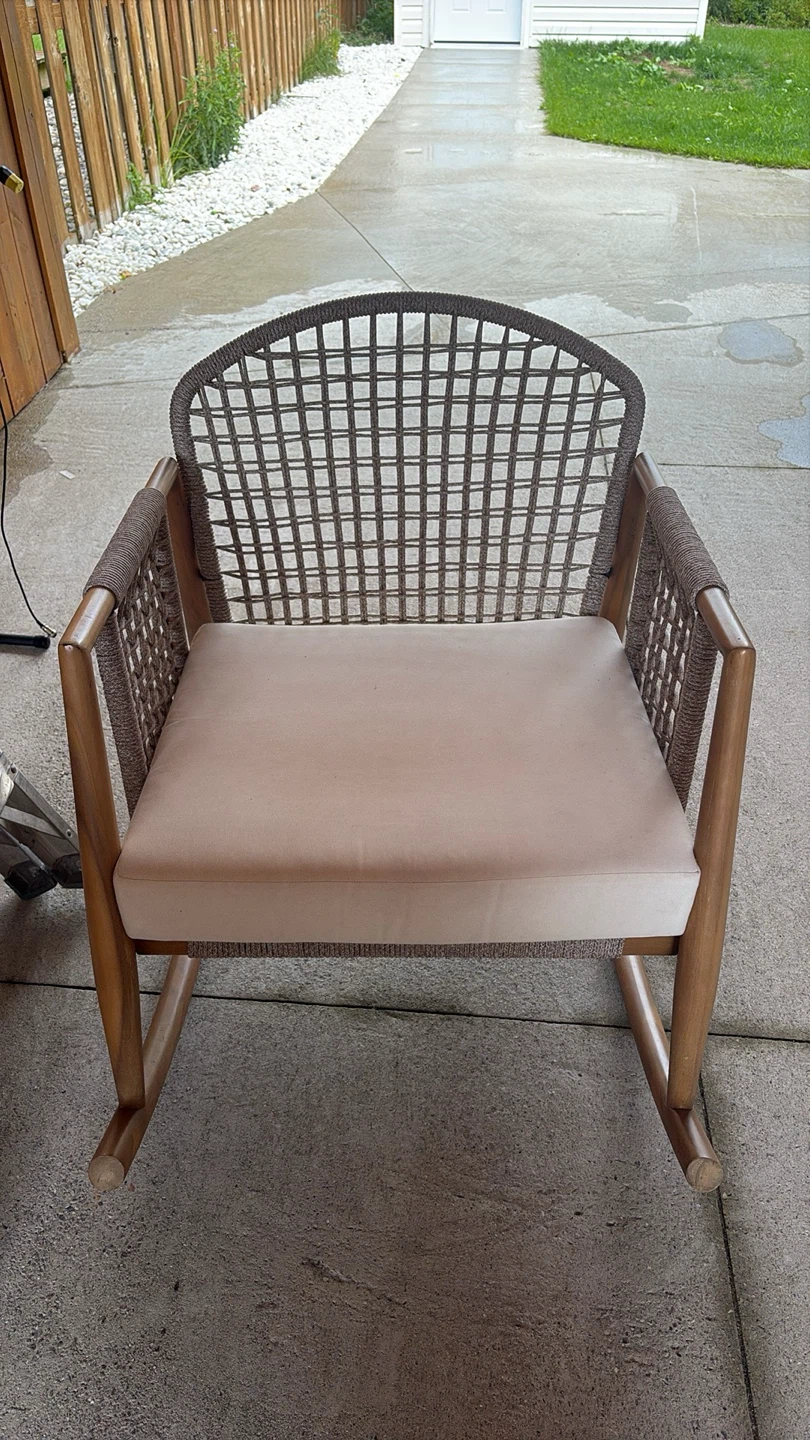 Wooden Rocking Chair with Woven Back
