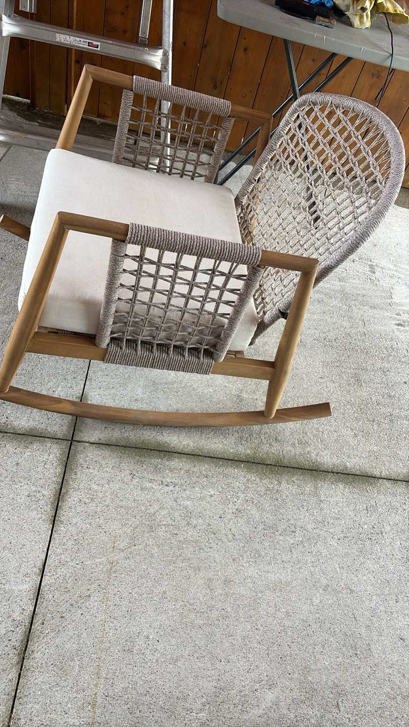 Wooden Rocking Chair with Woven Back - photo 3