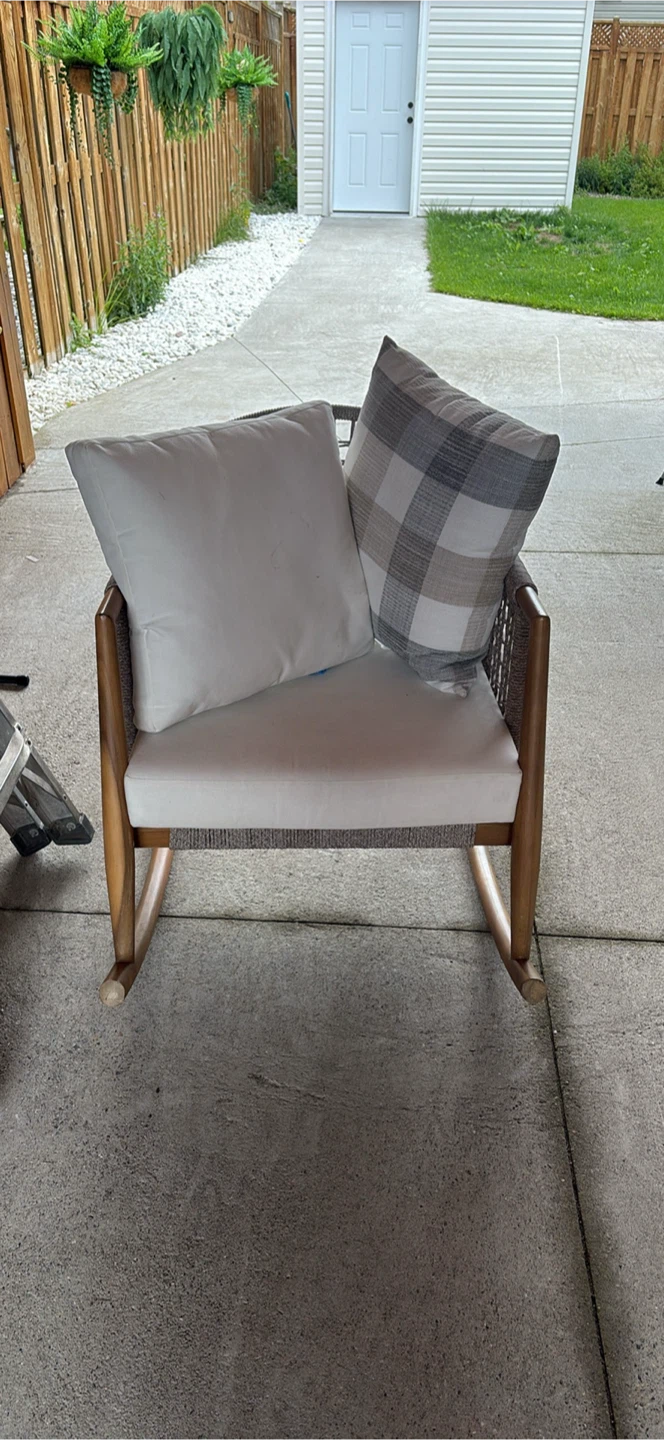 Wooden Rocking Chair with Woven Back - photo 4
