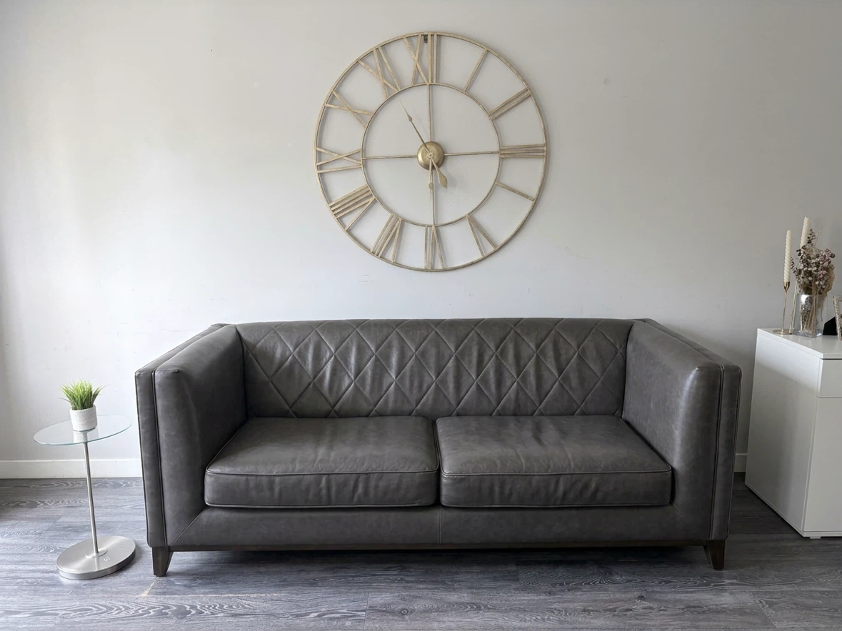 Grey faux leather 3 seater couch | Free delivery