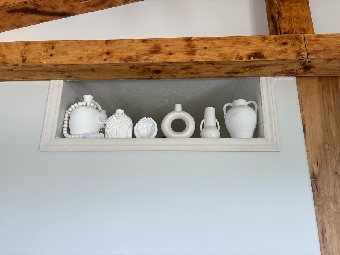 Set of 7 White Ceramic Decorative Vases