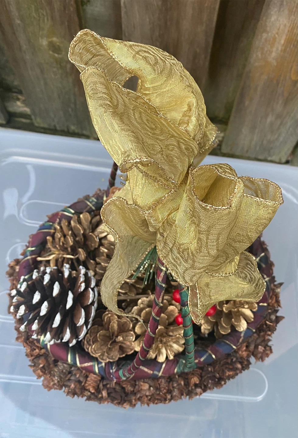 Pine Cone Decorative Vintage Basket, Christmas Decor - photo 3