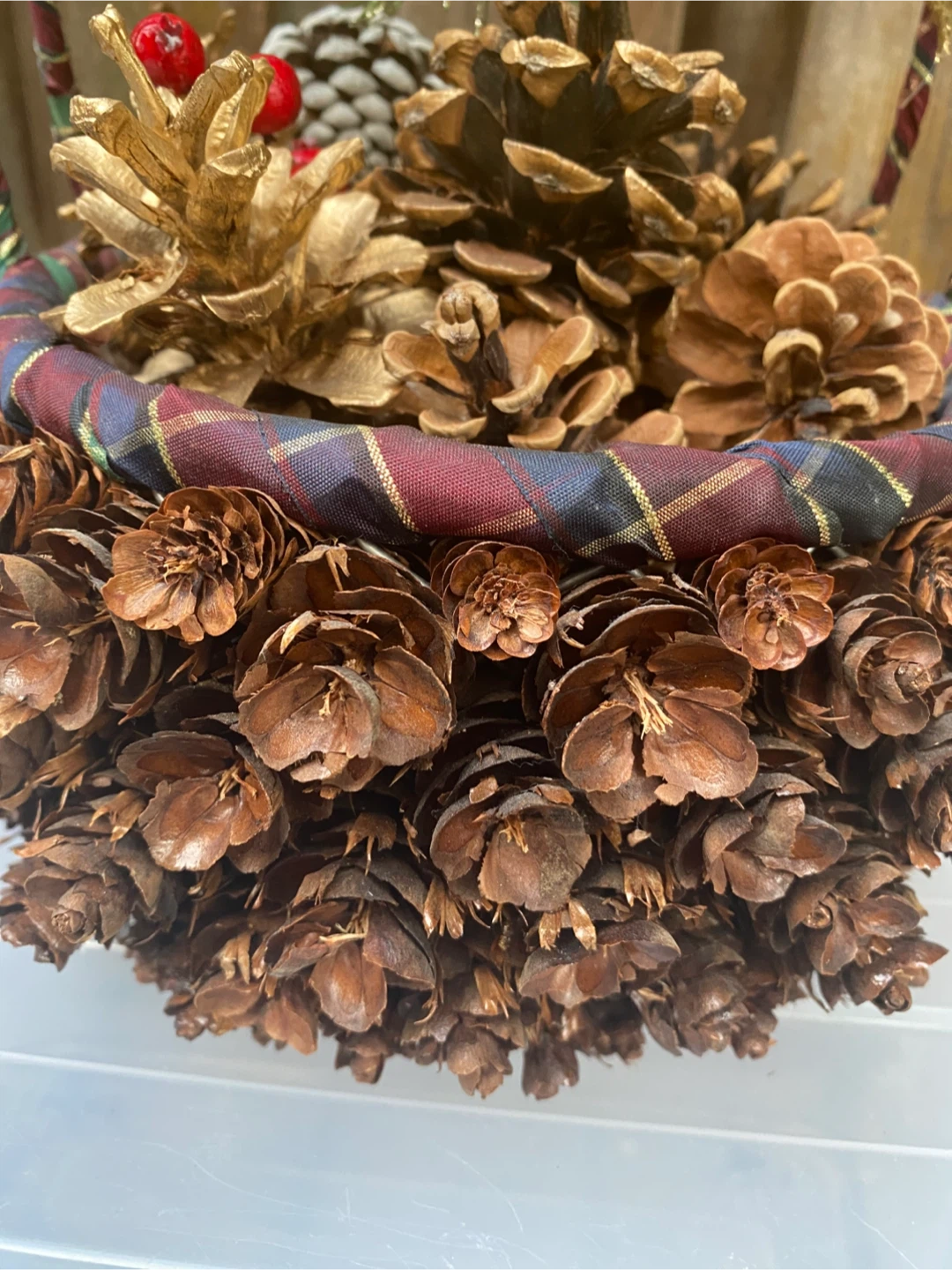 Pine Cone Decorative Vintage Basket, Christmas Decor - photo 5