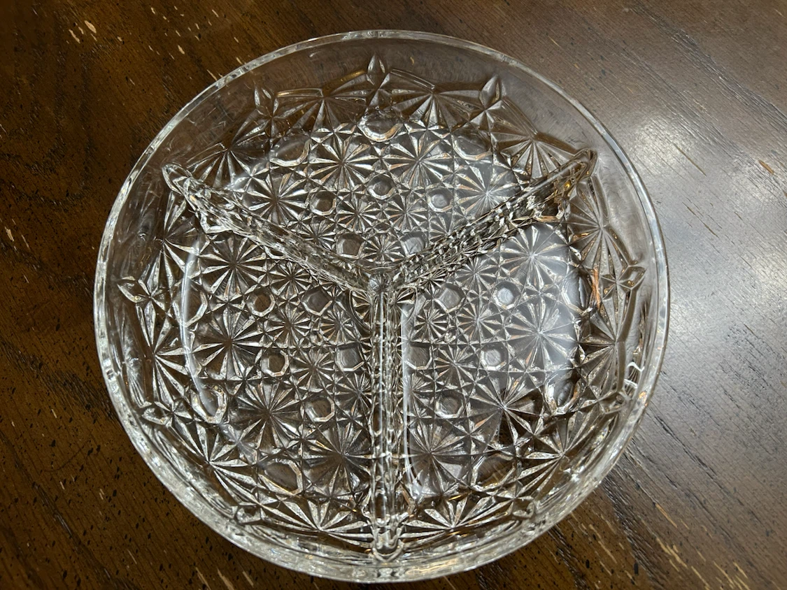 Clear Glass 3-Section Serving Dish