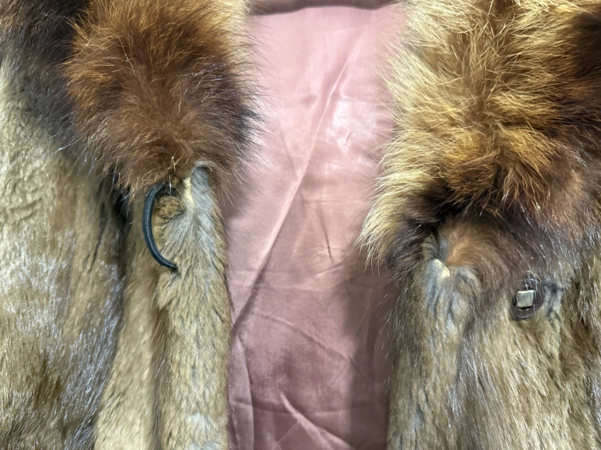 Vintage Natural Brown Fur and Leather Coat - photo 4