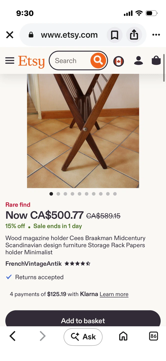 Cees Braakman Mid-Century Folding Magazine Rack - photo 4