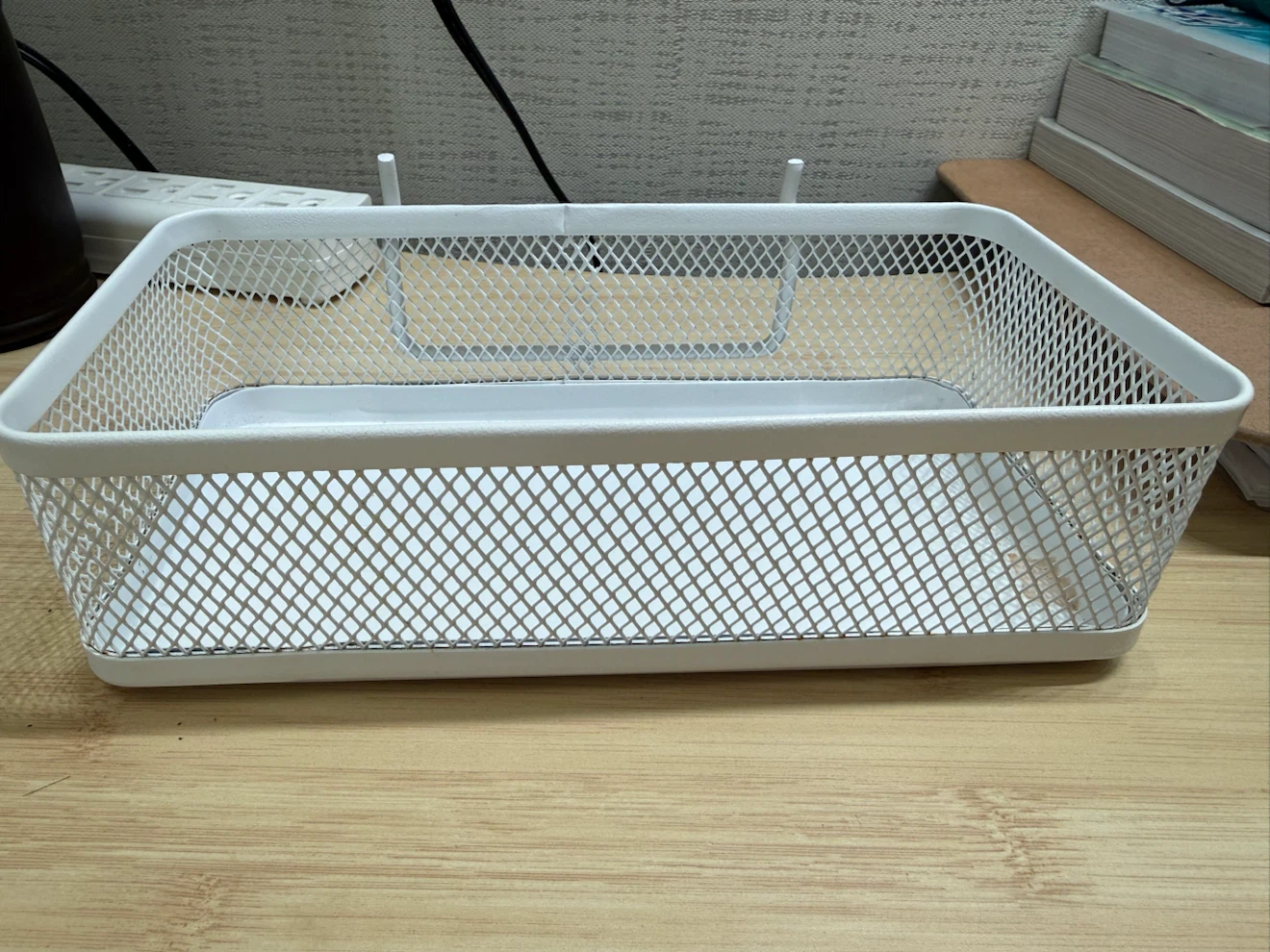 White Metal Mesh Hanging Storage Basket