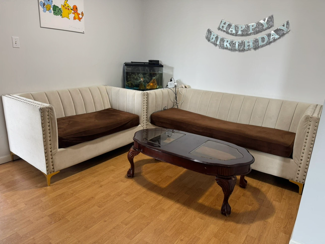 Cream velvet sofa - photo 2