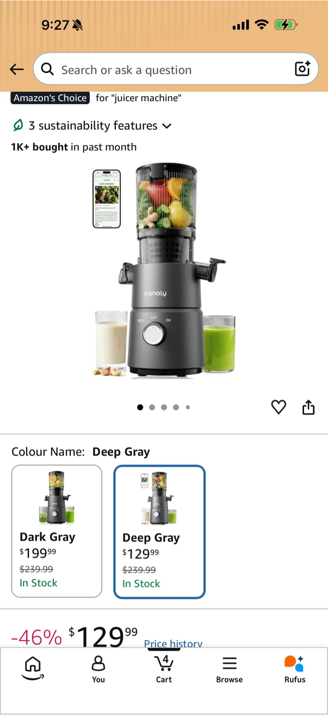 Canoly Juicer Machine Deep Gray