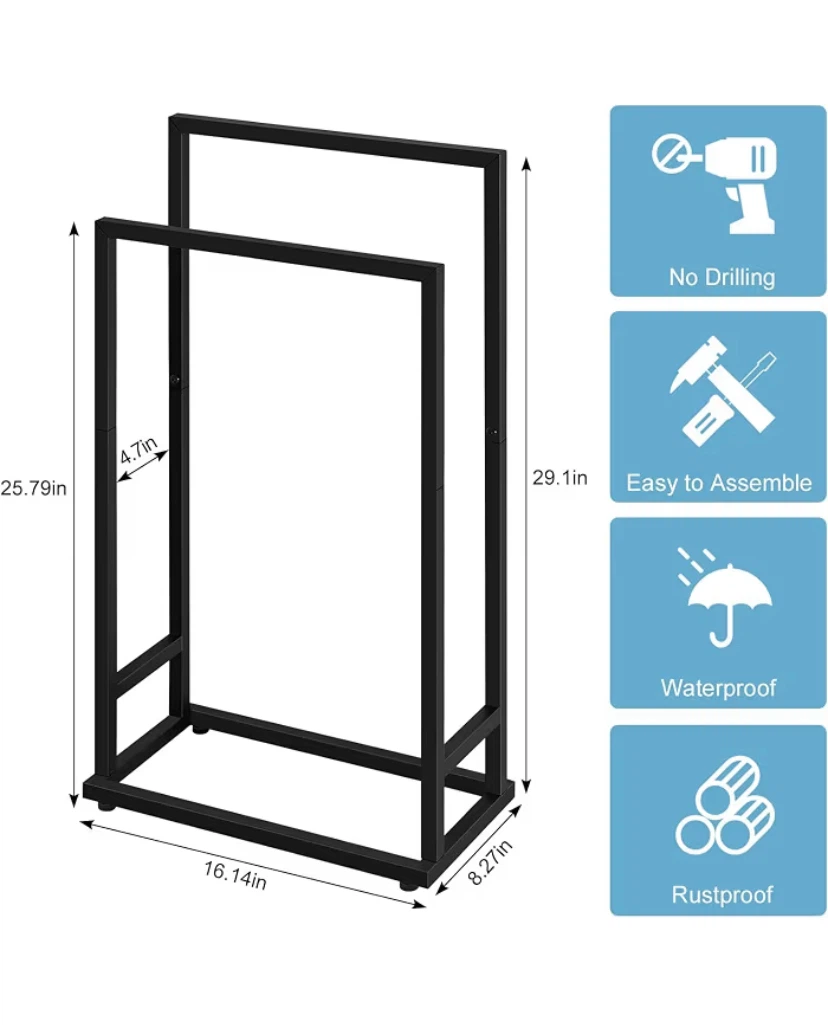 Free standing towel rack 2 tier