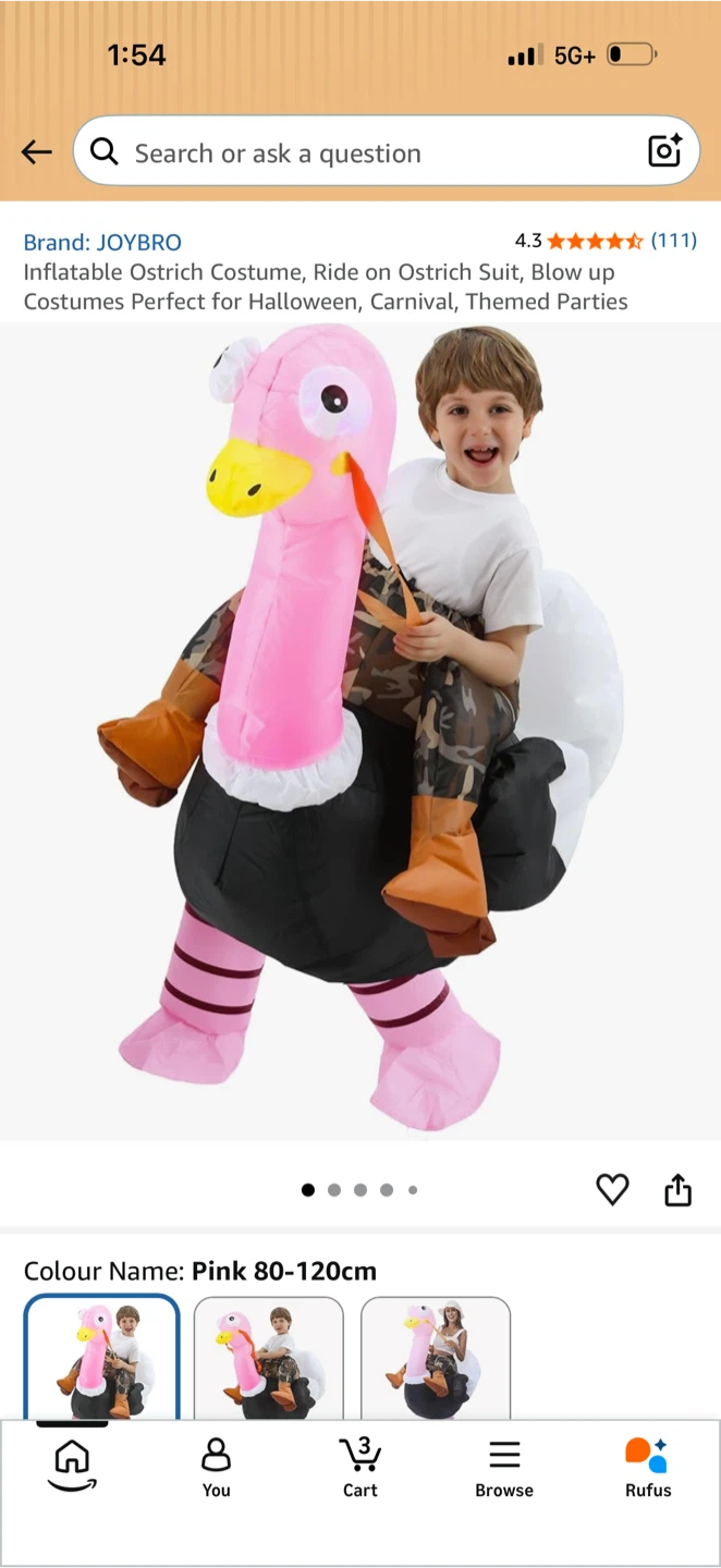 JOYBRO Pink Inflatable Ostrich Costume for Kids