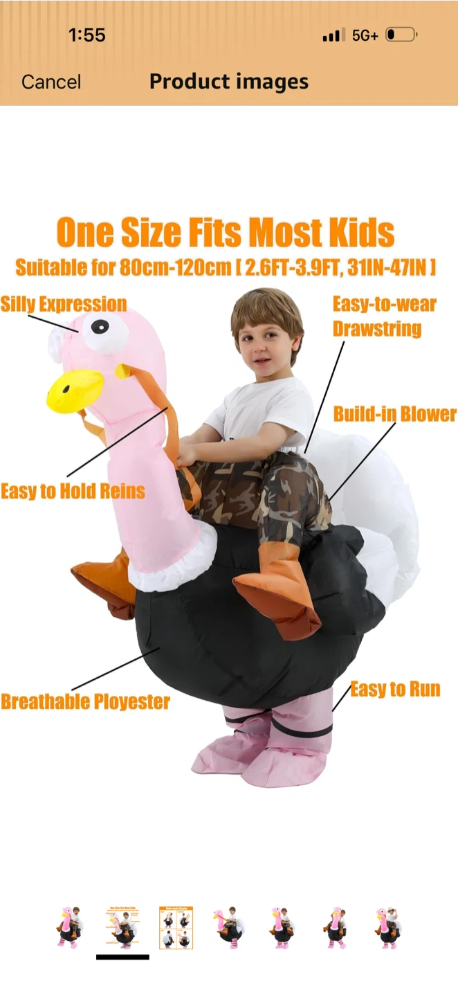 JOYBRO Pink Inflatable Ostrich Costume for Kids - photo 2