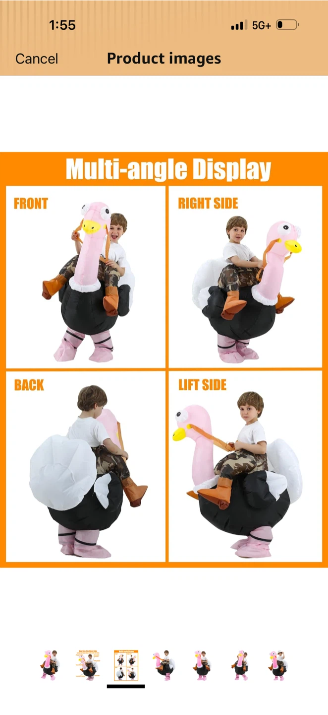 JOYBRO Pink Inflatable Ostrich Costume for Kids - photo 3