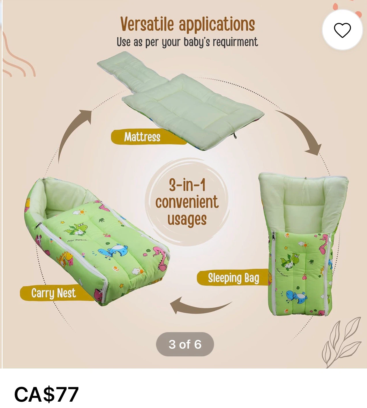 3-in-1 Baby Carry Nest and Sleeping Bag - photo 3