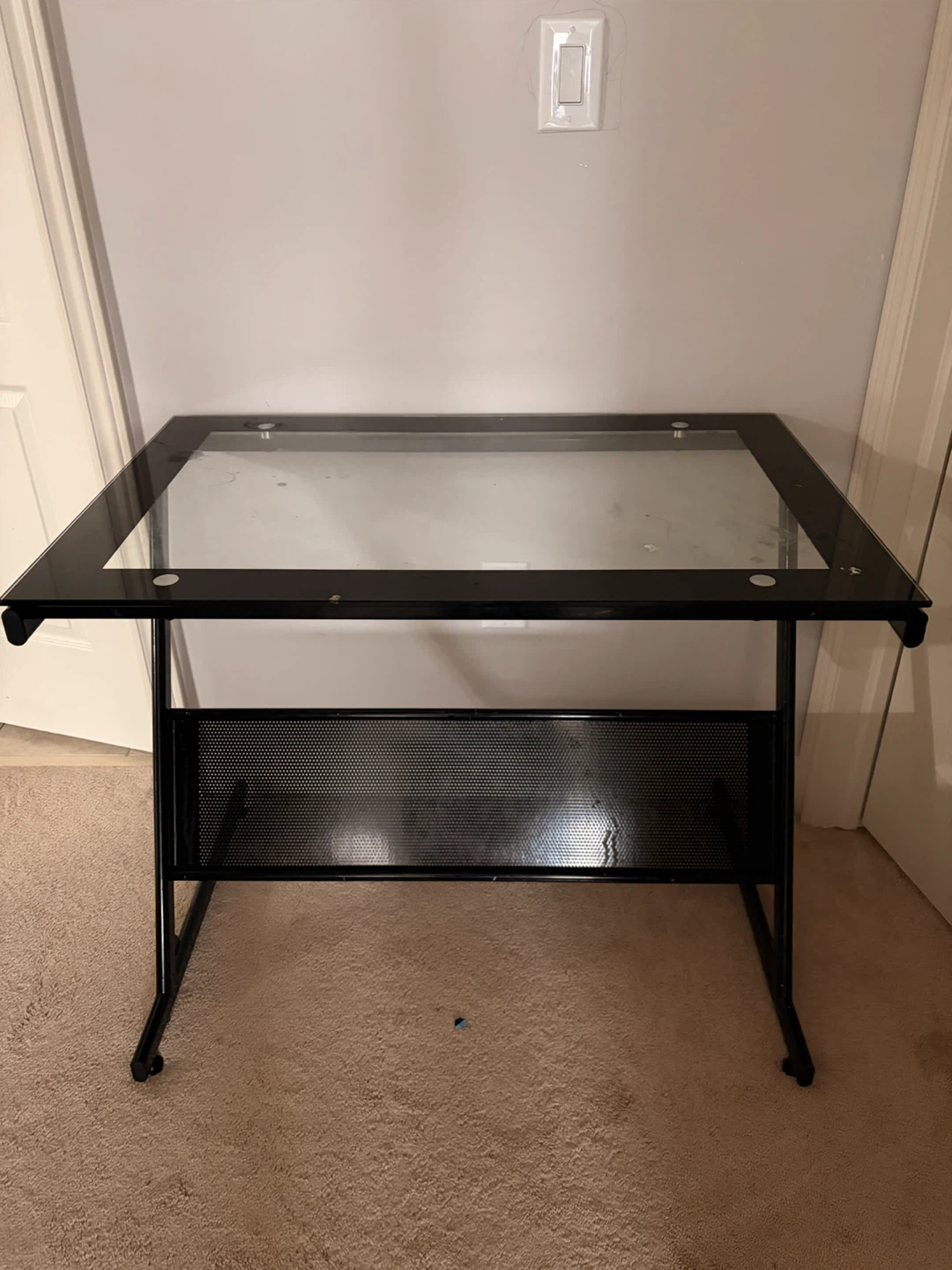 Black Metal and Glass Desk