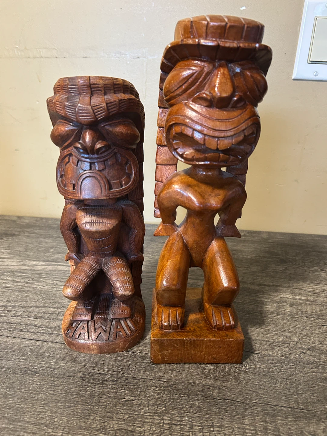 Lot of 2 Wooden Tiki Figurines