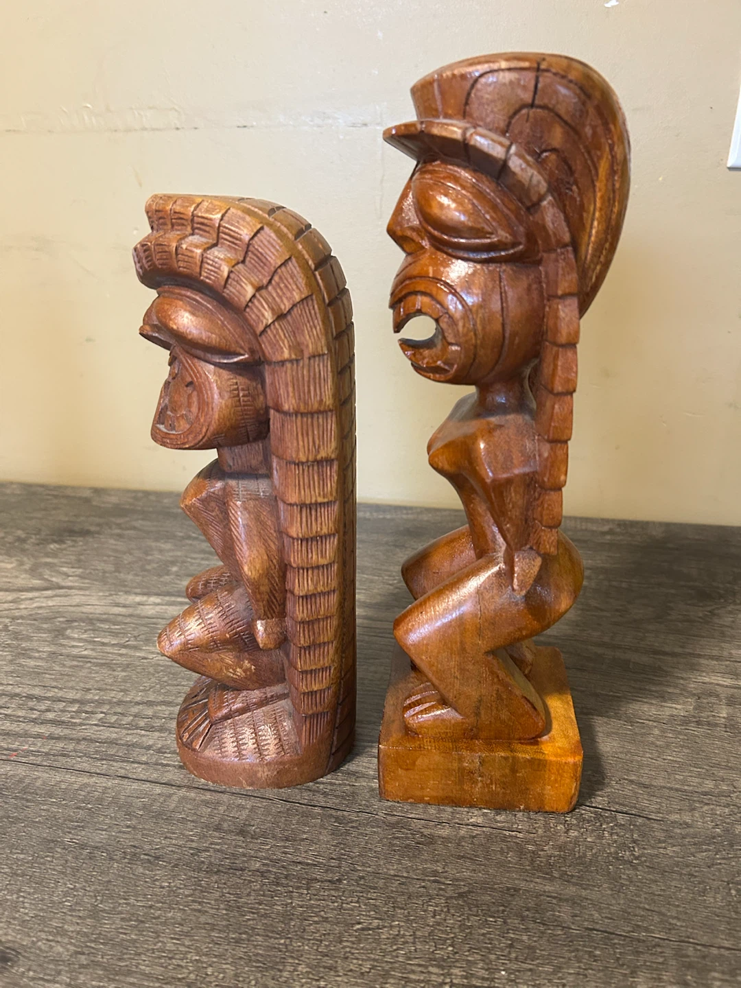 Lot of 2 Wooden Tiki Figurines - photo 2
