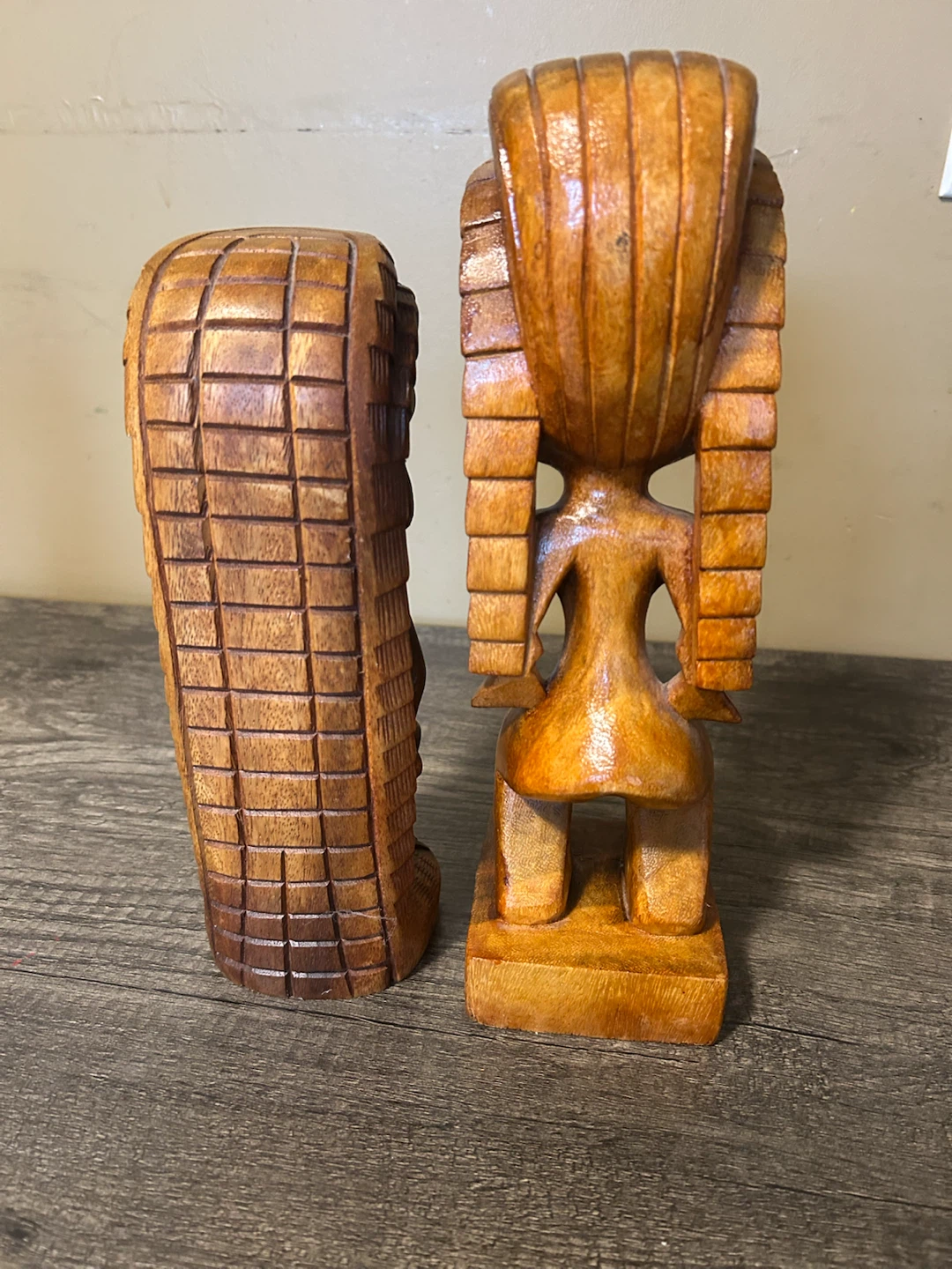 Lot of 2 Wooden Tiki Figurines - photo 3