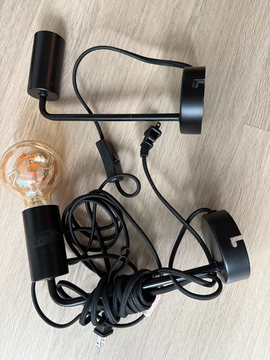 Black Plug-in Pendant Light Fixture with Edison Bulb