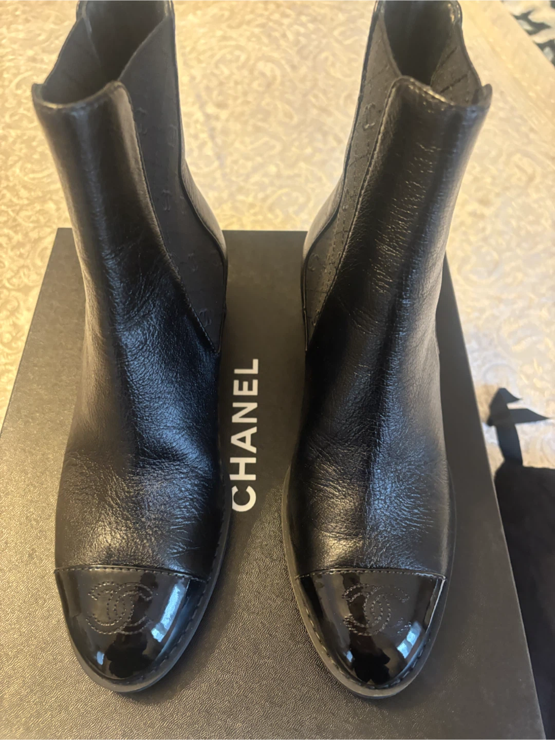 Chanel Black Leather Chelsea Boots
