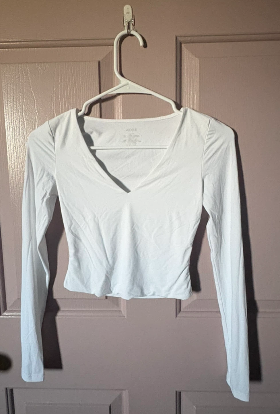 Ardene White Long Sleeve V-Neck Top XS/TP