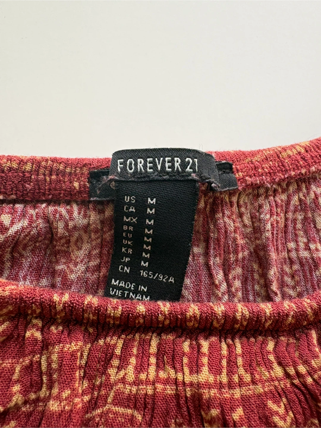 Forever 21 Red Patterned Off-the-Shoulder Top - Size Medium - photo 2
