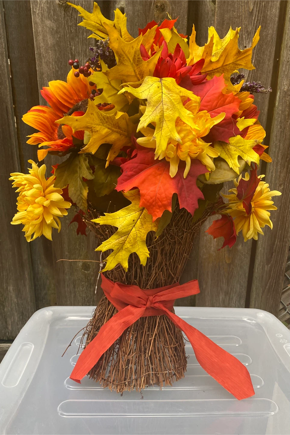 Autumn Floral Arrangement in Twig Basket