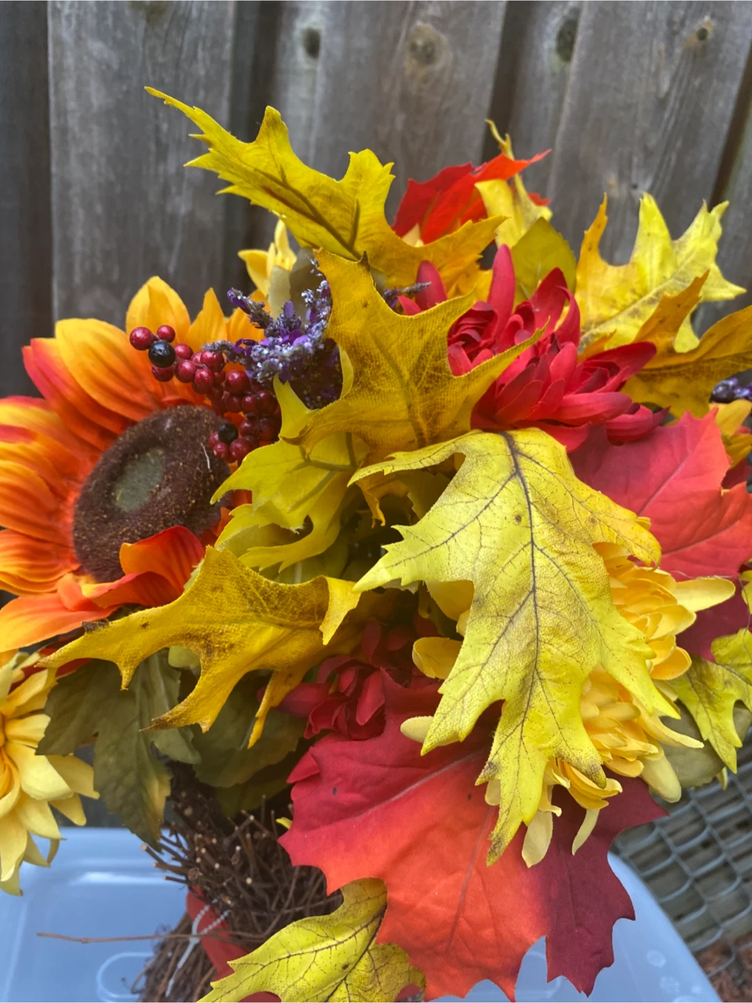 Autumn Floral Arrangement in Twig Basket - photo 4