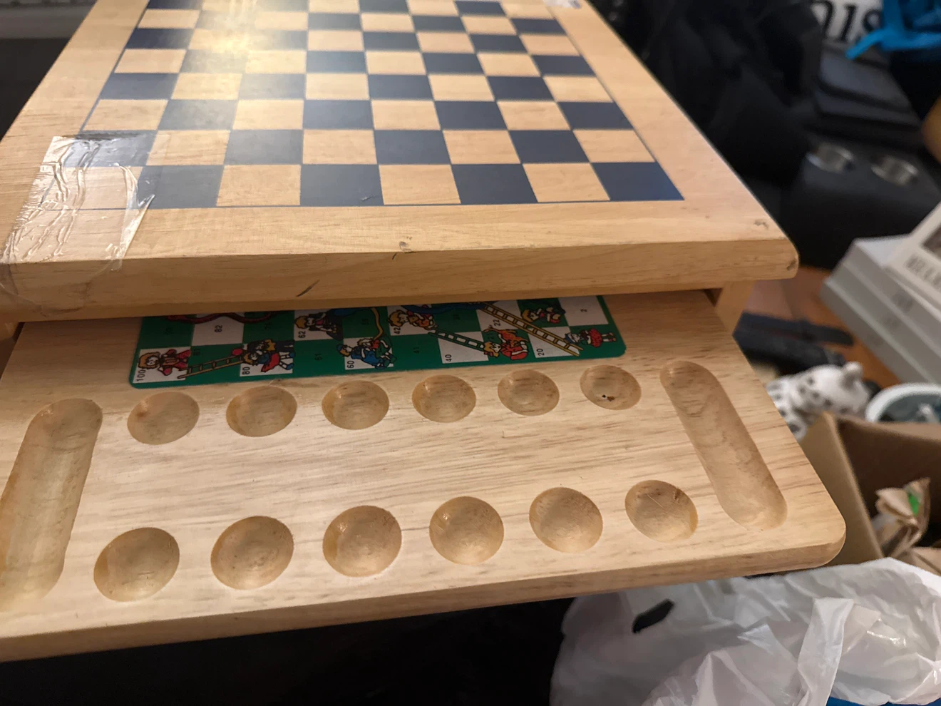 Wooden Multi-Game Board with Storage Drawer - photo 3