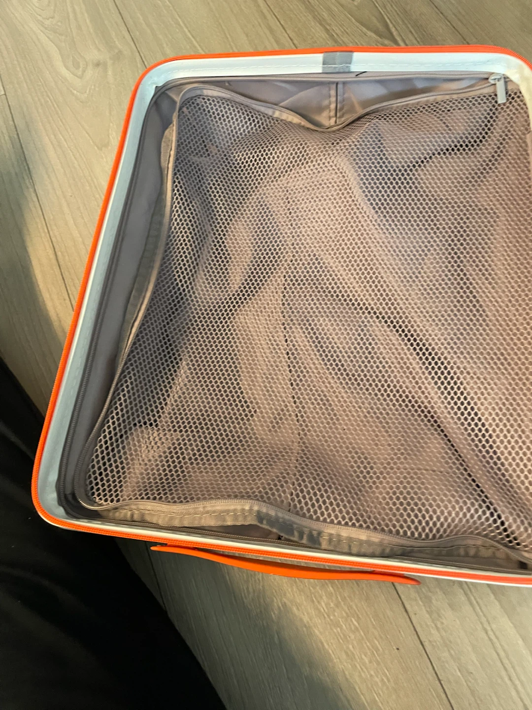 White and orange hardshell carry-on suitcase - photo 4