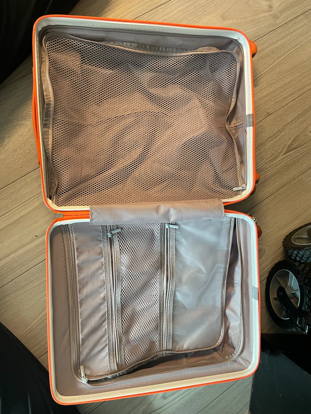 White and orange hardshell carry-on suitcase - photo 5