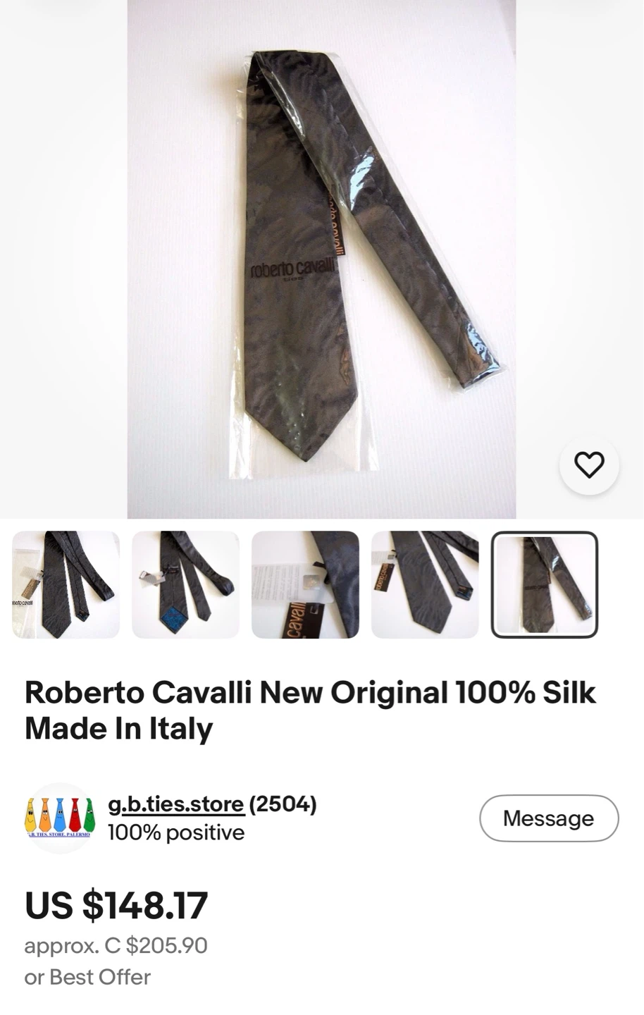 Authentic Roberto Cavalli Silk Ties – Made in Italy