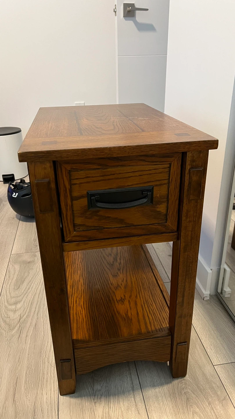 Real pure wood side table with drawer