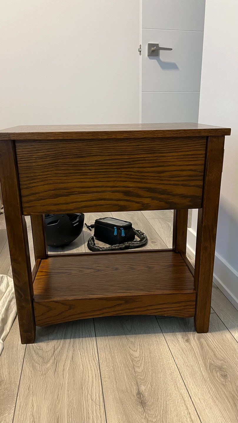 Real pure wood side table with drawer - photo 2