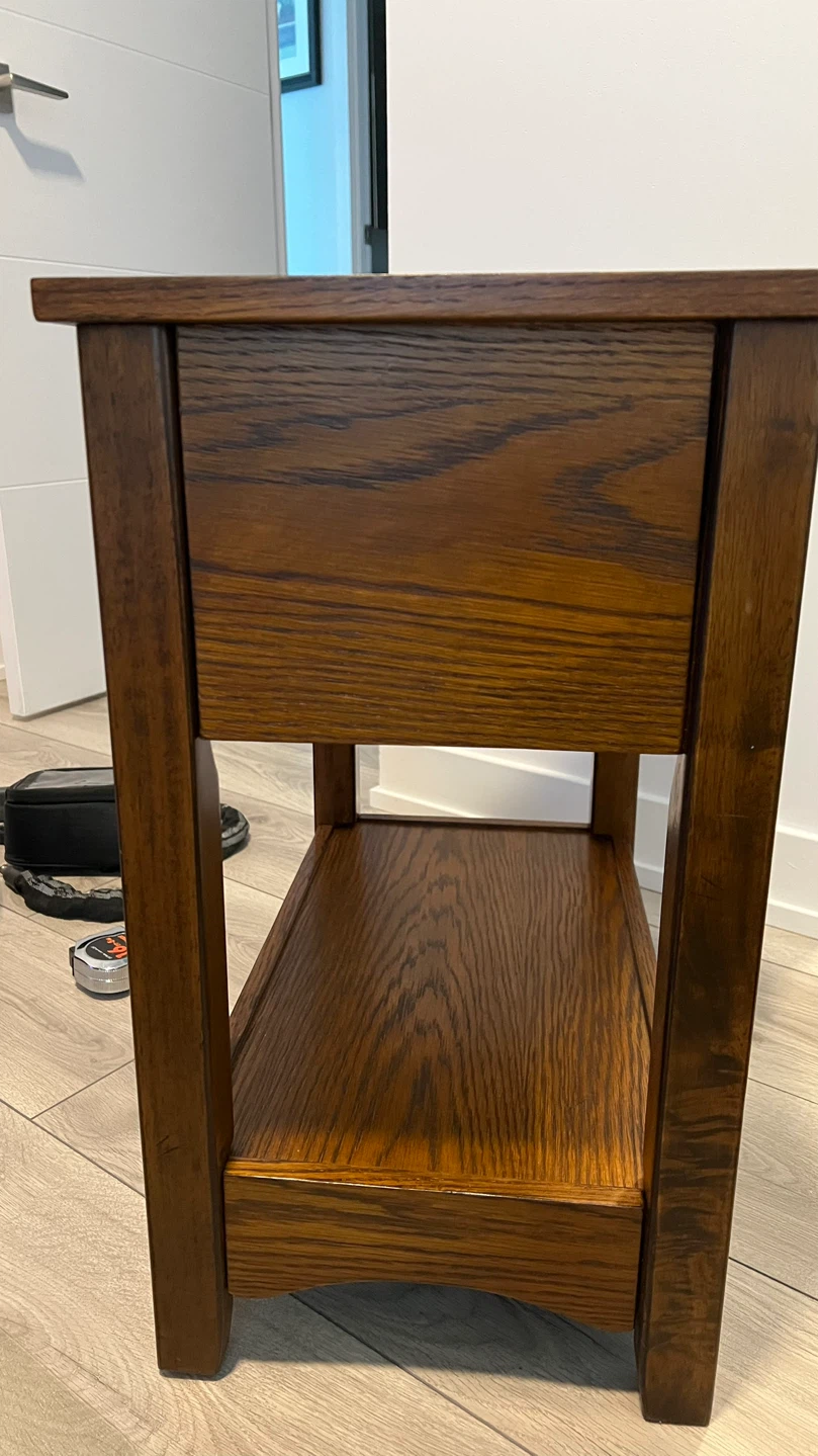 Real pure wood side table with drawer - photo 3
