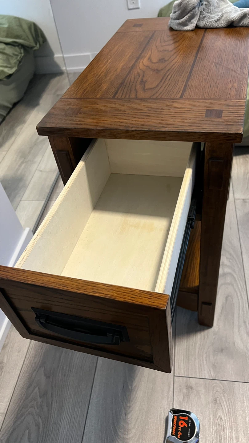 Real pure wood side table with drawer - photo 4