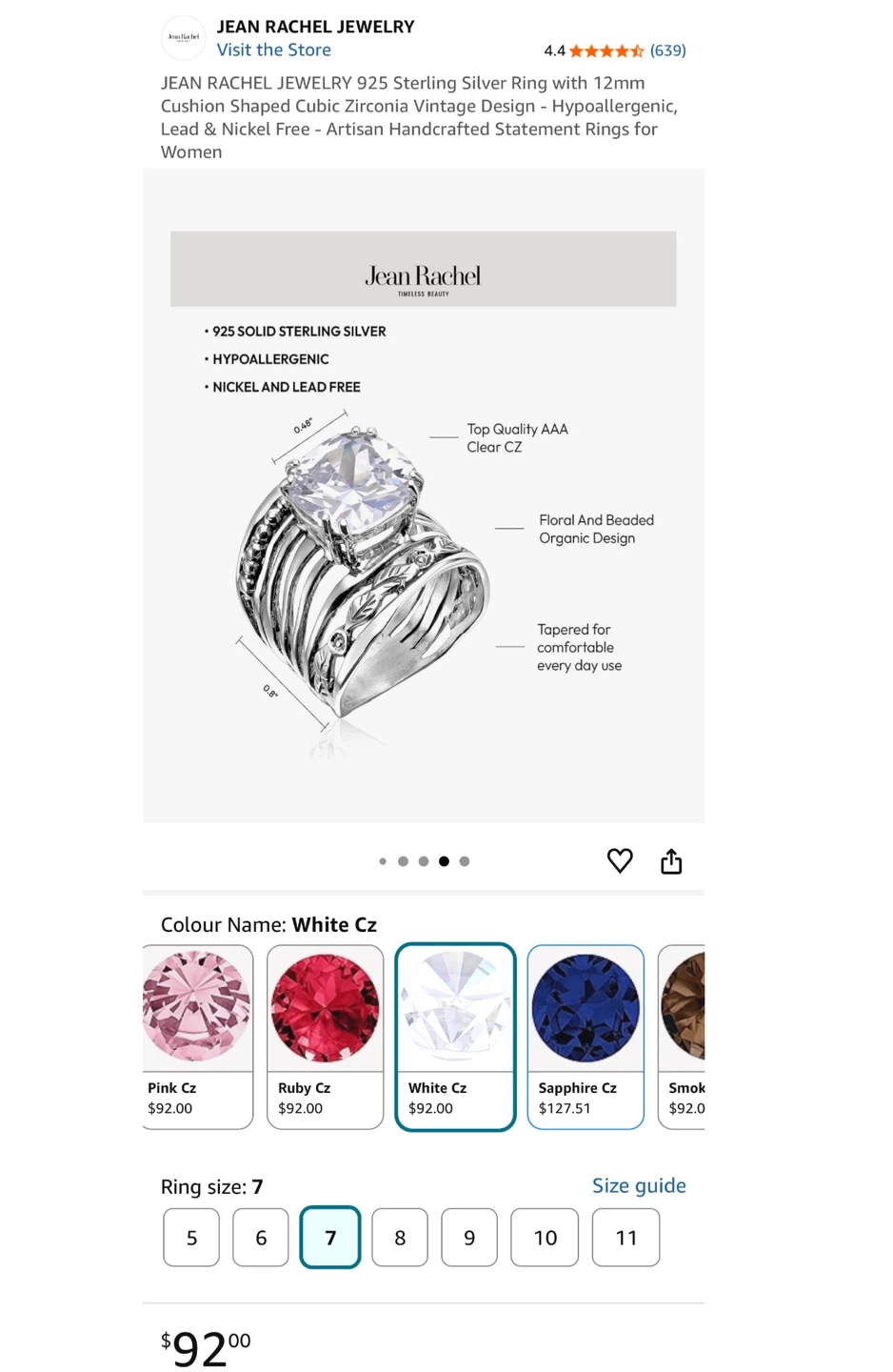 Jean Rachel 925 Sterling Silver Ring
