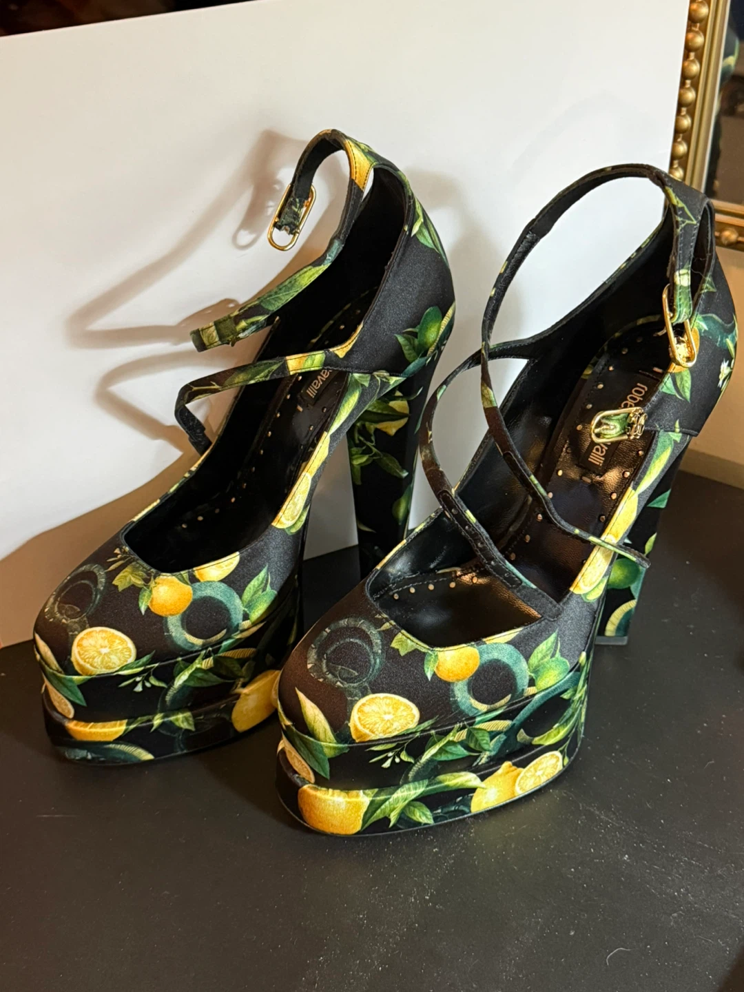 Roberto Cavalli Lemon Print Platform Heels - photo 2