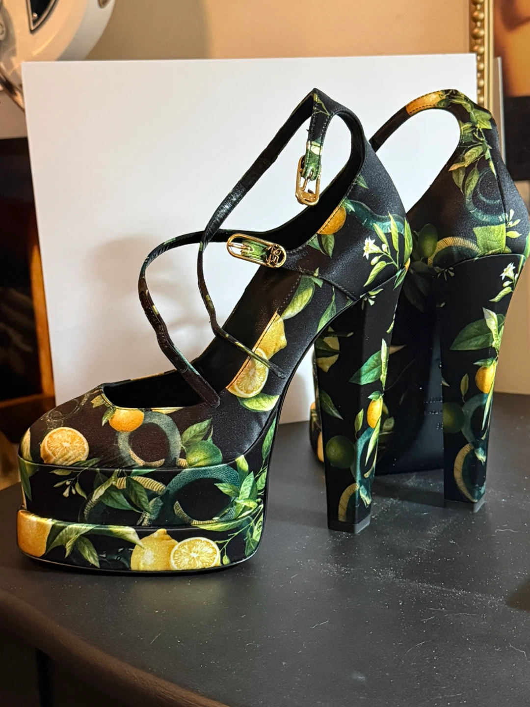 Roberto Cavalli Lemon Print Platform Heels - photo 4