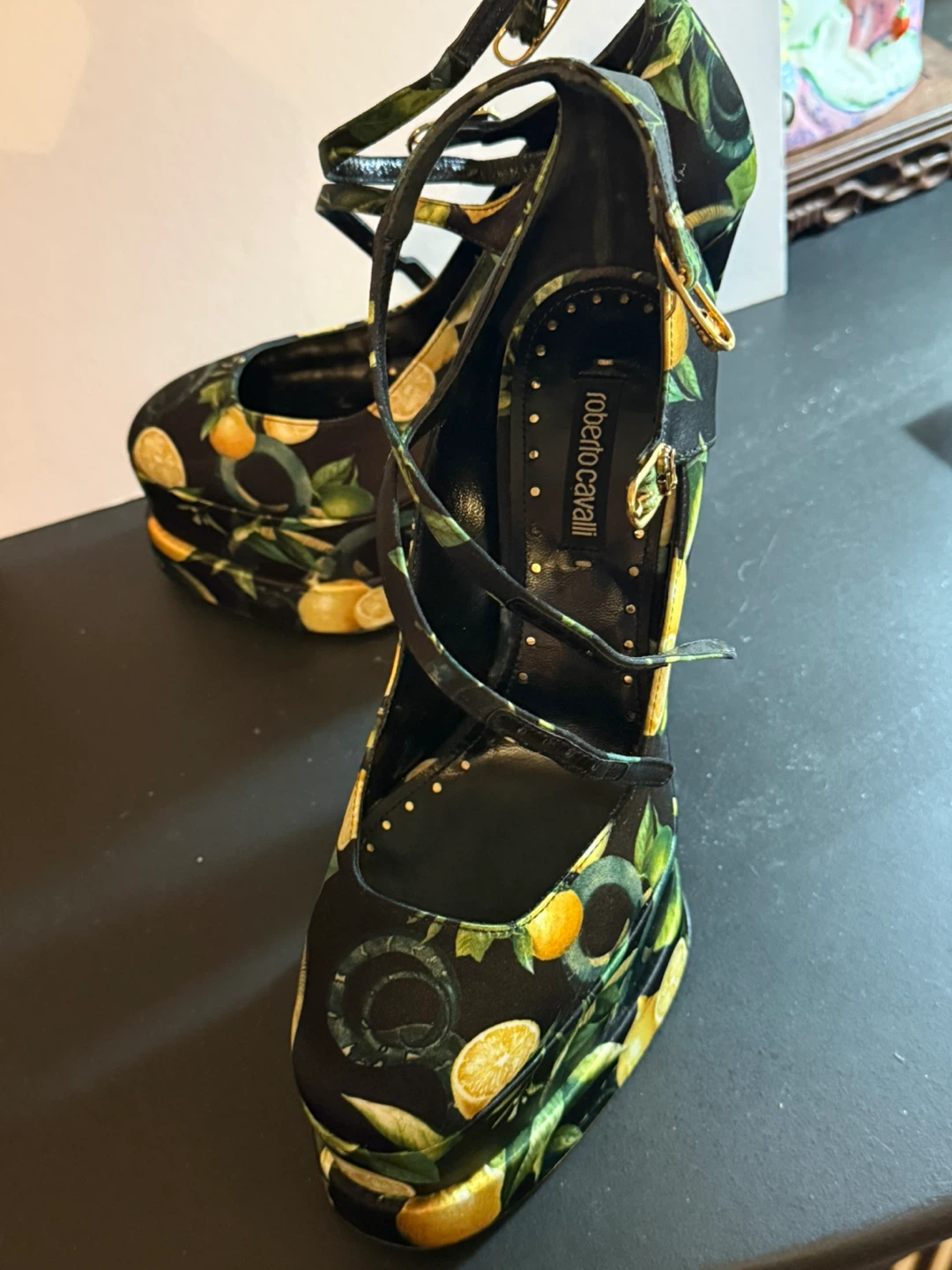 Roberto Cavalli Lemon Print Platform Heels - photo 5